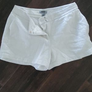 DKNY White Lined Dress Shorts